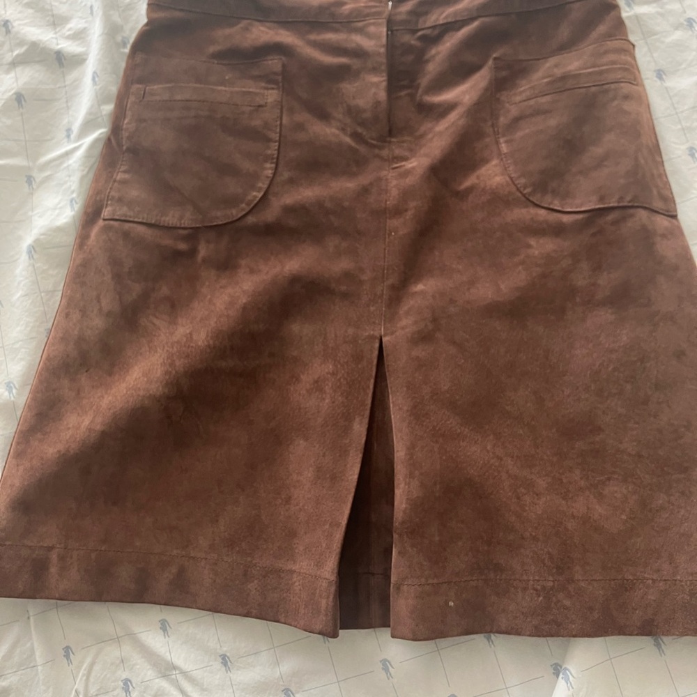 lilly pulitzer leather mid skirt in brown vintage